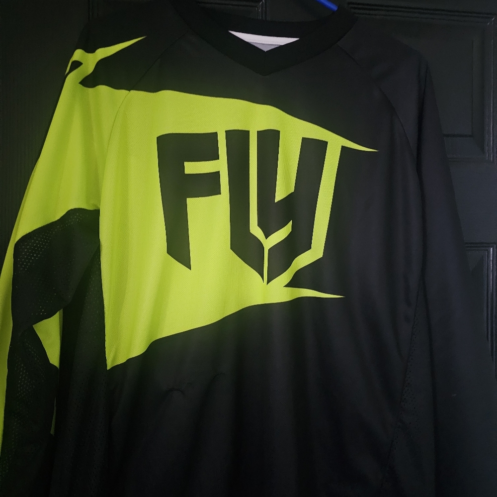 Men's Black FLY MOTORCROSS  and Yellow Shirt- Xl